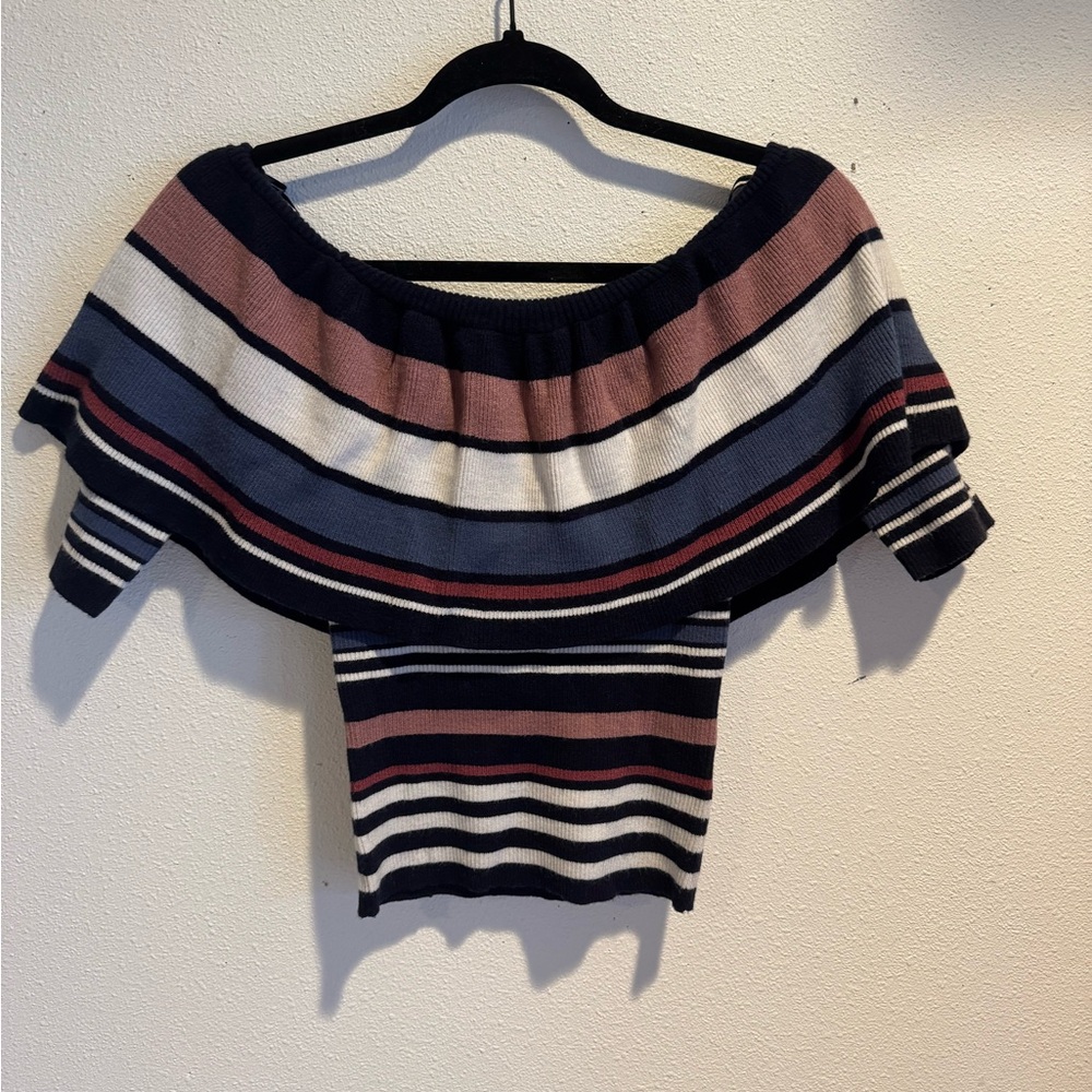 Cupcakes & Cashmere Navy and Pink Knit Top